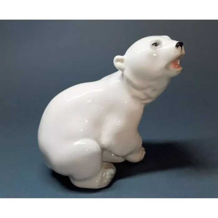 Hand-Painted Porcelain Bear Cub Figurine by LFZ - Exquisite Animalistic Sculpture