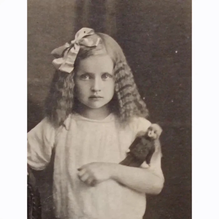 Vintage Cabinet Photo of a Child Girl with Doll - Unique Collectible