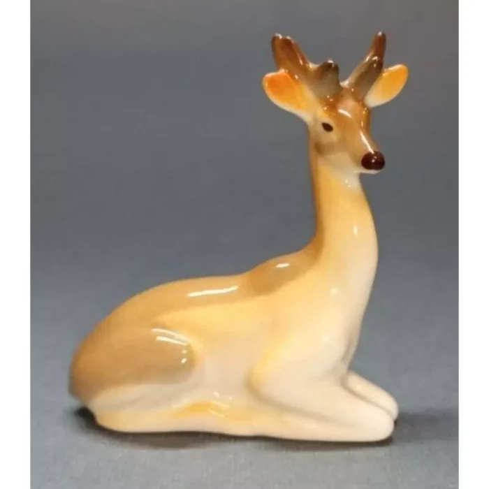 Porcelain Deer Figurine by LFZ - Hand-Painted, Animalistic Sculpture